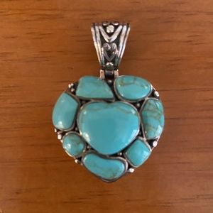 Sterling silver genuine turquoise heart pendant